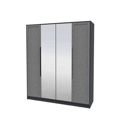 Шкаф распашной Тренд КТ-Ш4 (з) (Антрацит ЛДСП/ Дуб серый ЛМДФ) Ш1800 В2128 Г547